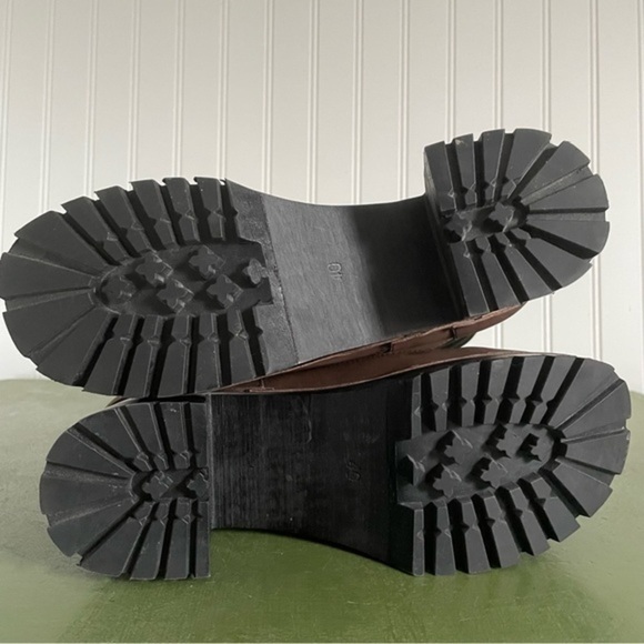 NWT Swedish Hasbeens TRAIL BOOTS in Brown/Black Nubuck w Wooden Heels - Picture 14 of 15